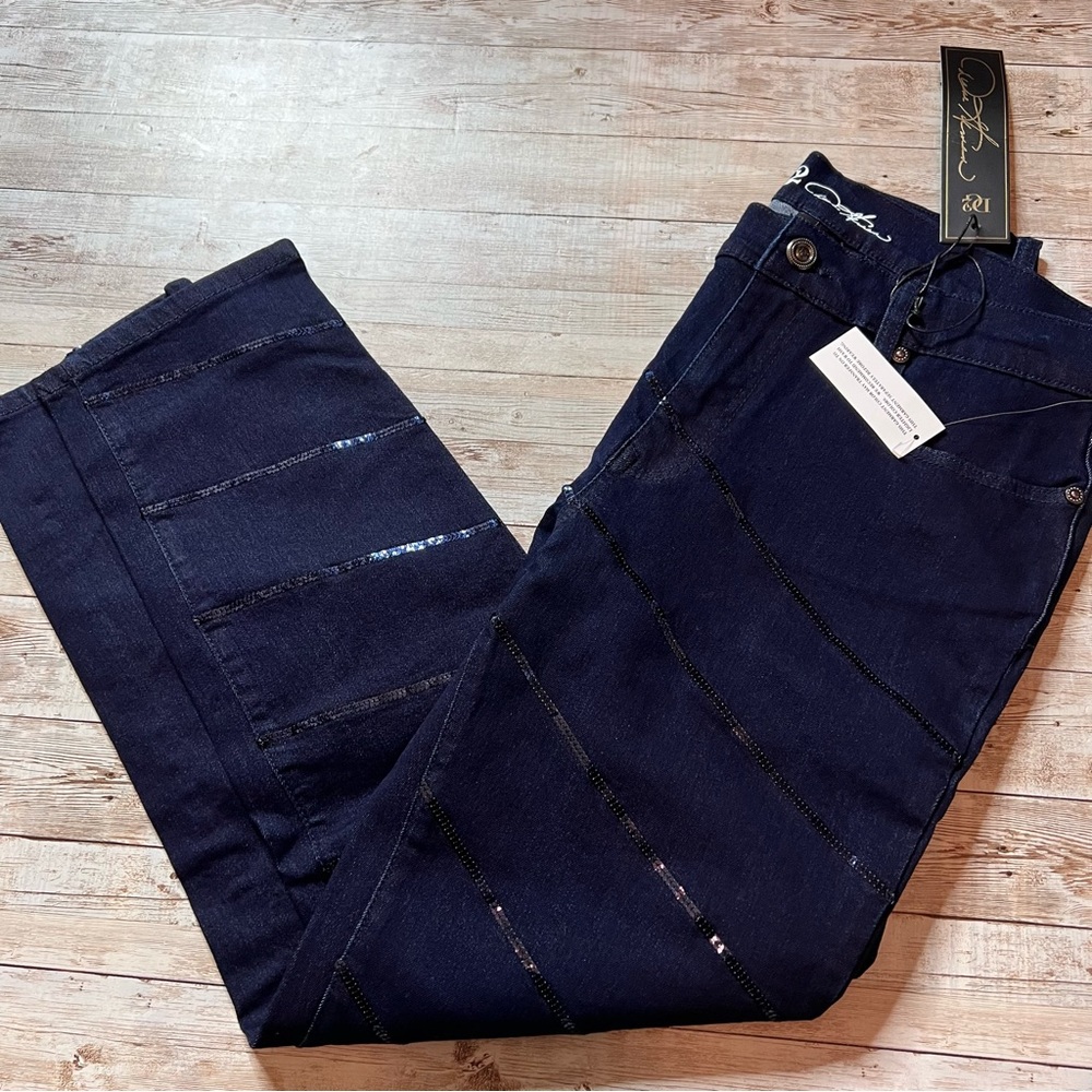 💚DG2 NWT diagonal sequin striped jeans